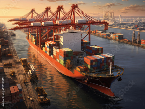 Navigating Global Commerce: Action-packed Images of Overseas Container Ships Illuminate the Dynamics of International Trade and Logistics.