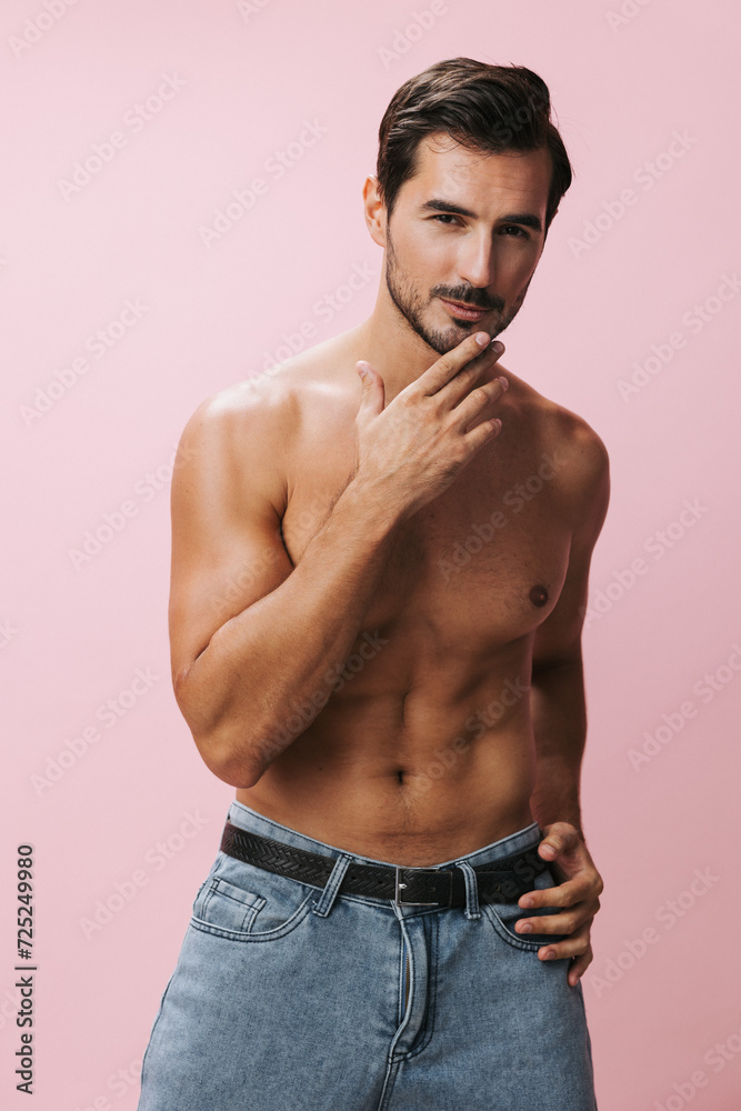 Fototapeta premium Man background naked body torso muscular muscle