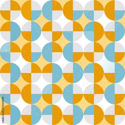 Modern vector abstract seamless geometric pattern with semi circles and circles in retro scandinavian style