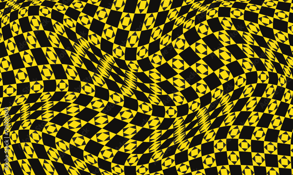 abstract repeatable seamless yellow black rectangle wave pattern. abstract repeatable seamless yellow black rectangle wave pattern.
