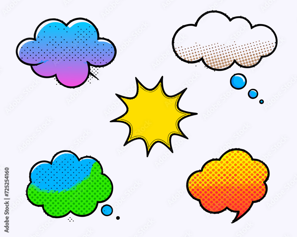 comic colorful blank speech bubbles collection