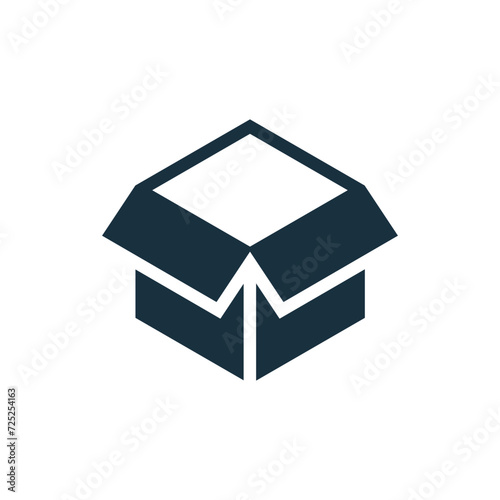 Opened box icon on white background.