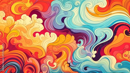 70s hippie background. Waves, eddies, swirling patterns. generative ai © KBL Sungkid