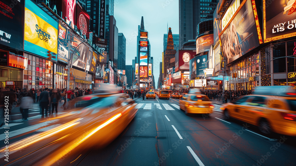 Streaming Lights and Urban Life: Evening Commute in Times Square