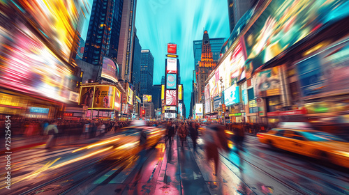 Time Warp in Times Square: Streaks of Light and City Life at Dusk