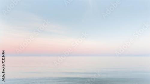 Clear blue sky sunset with glowing orange teal color horizon on calm ocean seascape background. Picturesque generative ai © Summit Art Creations