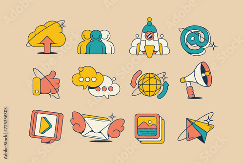 Set of Hand Drawn Social Media Illustrations Set