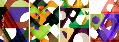 Abstract background set featuring captivating triangles. Harmonious blend of geometry and style, these designs bring modern flair
