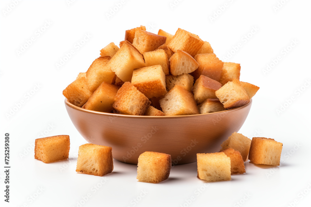 Bowl of Croutons on White Background Bowl of Croutons on White Background