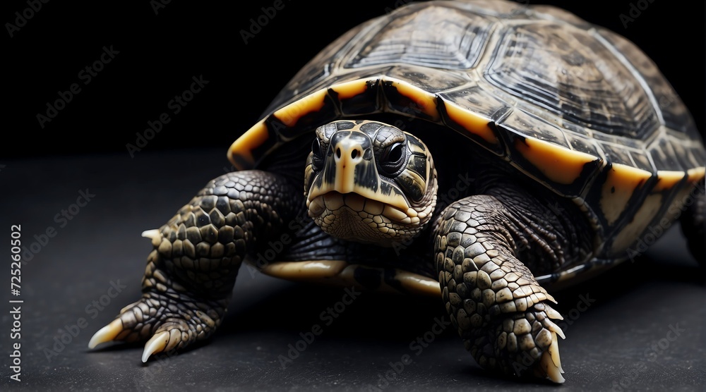 A turtle on plain black background from Generative AI