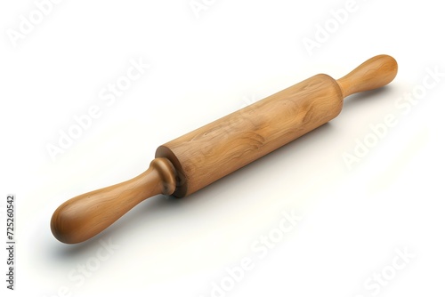 Classic wooden rolling pin isolated on white background. essential baking tool, simple design. perfect for home bakers and chefs. AI