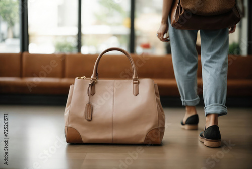 handbag laying on floor 