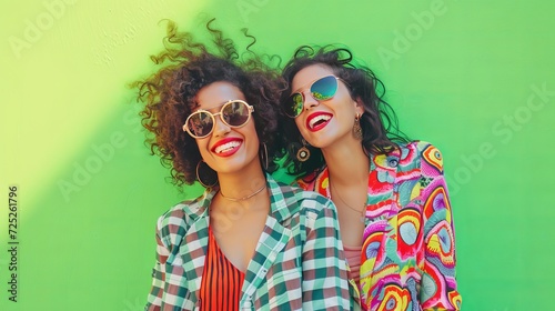 Background image of cool and happy girls combined with colorful tones