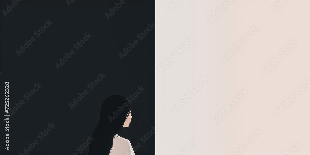 Vintage background design of a woman in abstract style with space for text