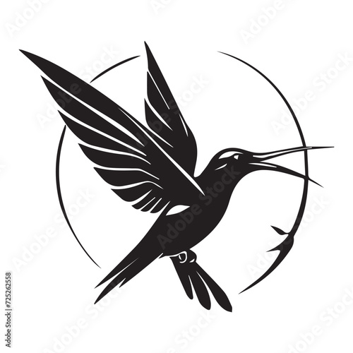 A minimalist, logo featuring a sleek and stylized hummingbird against a white background awesome, professional, vector logo, simple