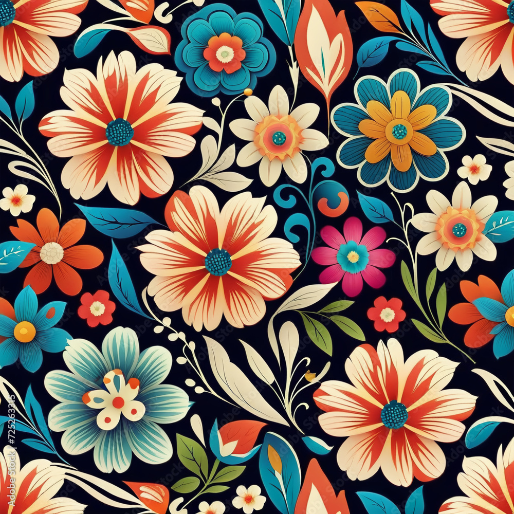 full frame flower pattern illustration