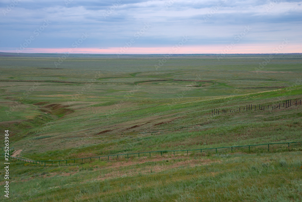 Sunset in the steppe, Kalmykia, Russia