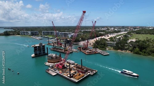 construction barge in florida inlet photo