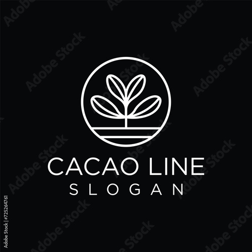 cacao fruit, modern elegant cacao logo brand line art icon template