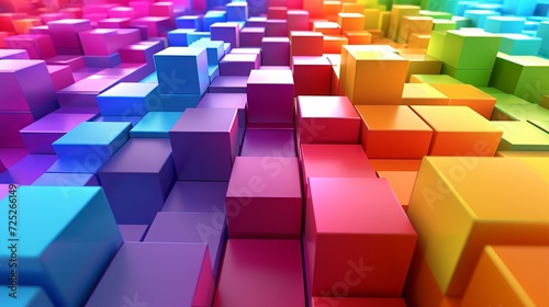 abstract background with a rainbow of colored blocks 