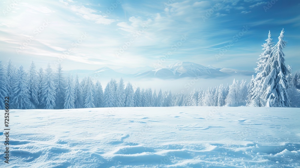 A spacious and empty panoramic winter background.