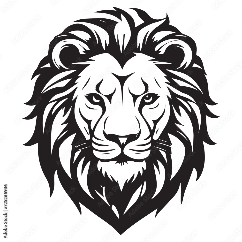 A minimalist, logo featuring a sleek and stylized lion head against a white background awesome, professional, vector logo, simple