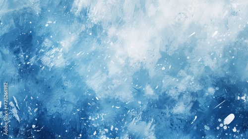 traditional grunge brushstrokes color and hand-painted background texture of blue winter snow and white.