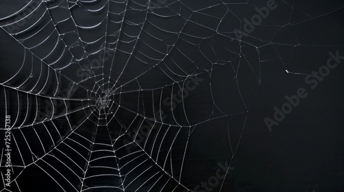 black wall and big spider web on dark background