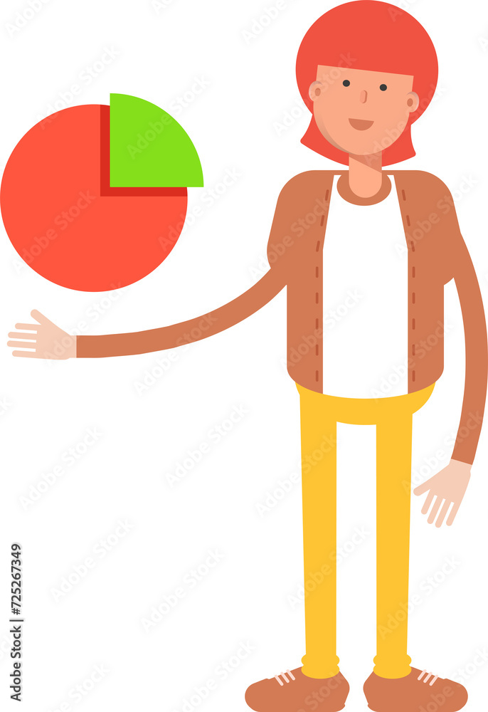 Hippie Man Character Holding Pie Chart
Hippie Man Character Holding Pie Chart