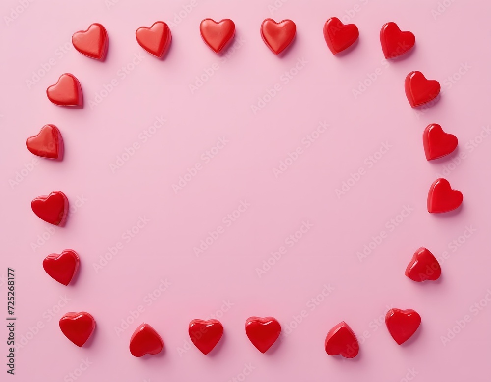 Heart shaped ring on soft pink background