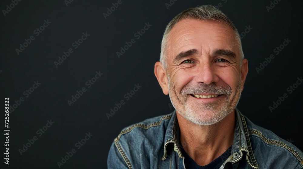 Portrait of smiling mature man standing on grey background. Portrait of smiling mature man standing on grey background.