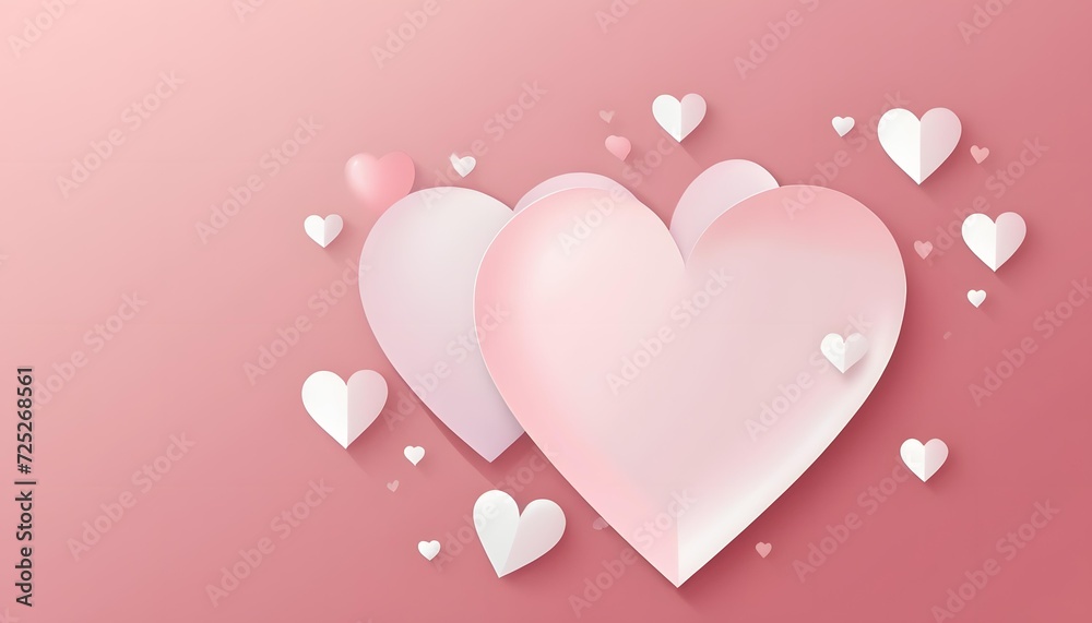 Hearts flying over pink background in 3d