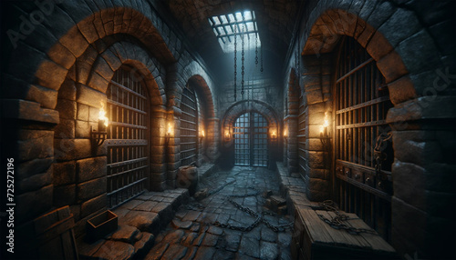 An underground dungeon scene for a fantasy adventure tabletop role-playing game.