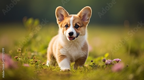 A lively welsh corgi pup with a spunky attitude and short legs.