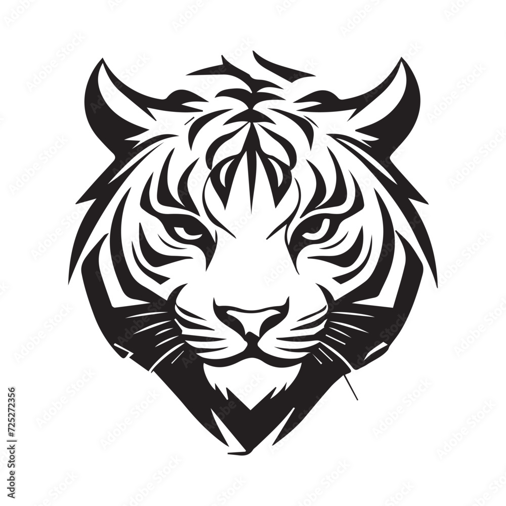 Fototapeta premium A minimalist, logo featuring a sleek and stylized tiger head against a white background awesome, professional, vector logo, simple