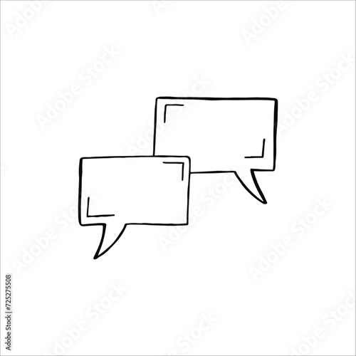 Hand-Drawn Conversation Bubbles Doodle on a Plain White Background