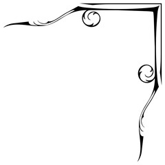Thin line vintage corner. Medieval period of the Victorian dynasty. Fancy black monogram frame design element abstract icon collection Flower simple symbol