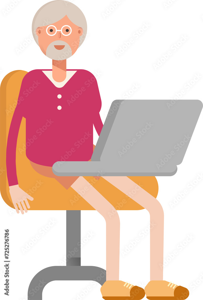 Old Man Character Working on Laptop
Old Man Character Working on Laptop