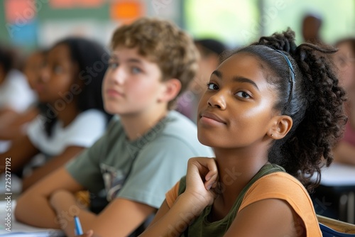 diversity high school students study in the classroom