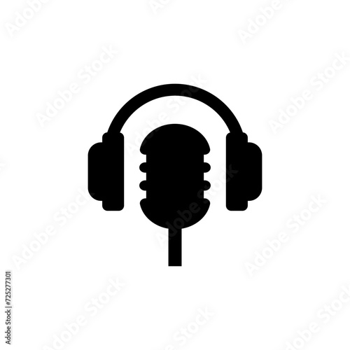Microphone and headphones. Vector silhouette.