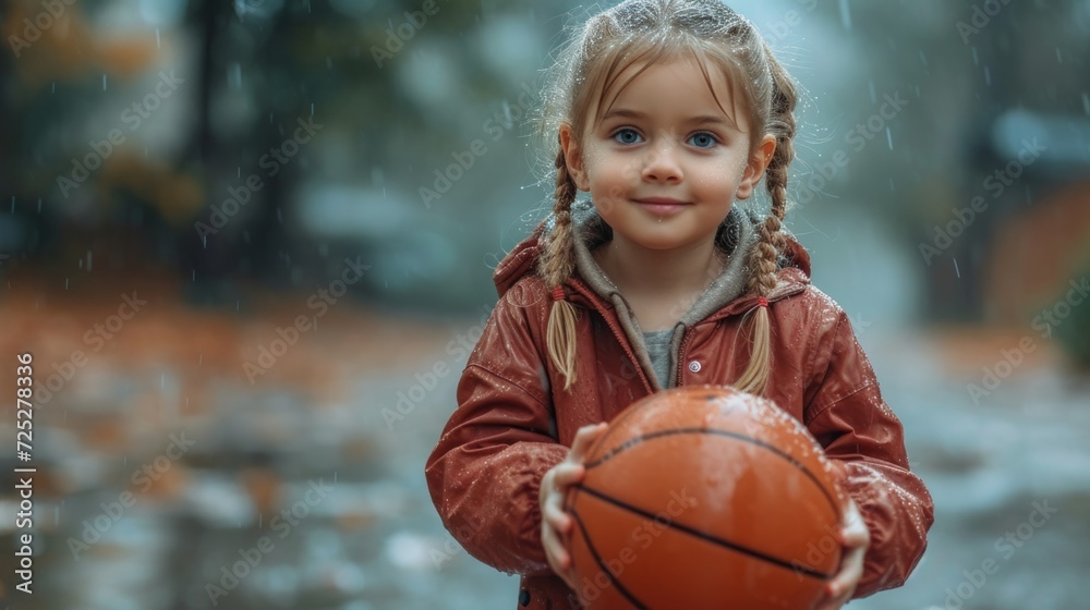 Young girl playing basketball Generative AI Young girl playing basketball Generative AI
