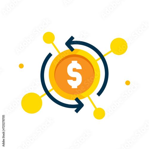 Circular Flow, Multiple Source Income concept illustration flat design vector. simple modern graphic element for infographic, icon