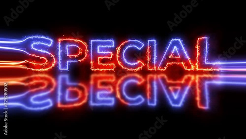 Special Sale text font word sign banner come on black screen background 