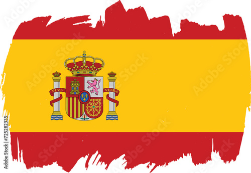 Spain flag, Brush strokes, Brush painted Spain flag on a white background, vector design