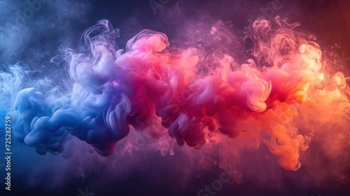  colorful smoke on a black background with a red, blue, and yellow smoke trail in the middle of the image.