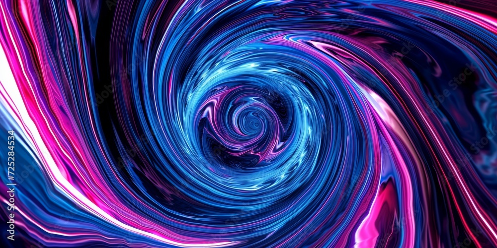 Swirling vortex of neon pinks and blues, creating an abstract tunnel effect with a hypnotic, psychedelic quality