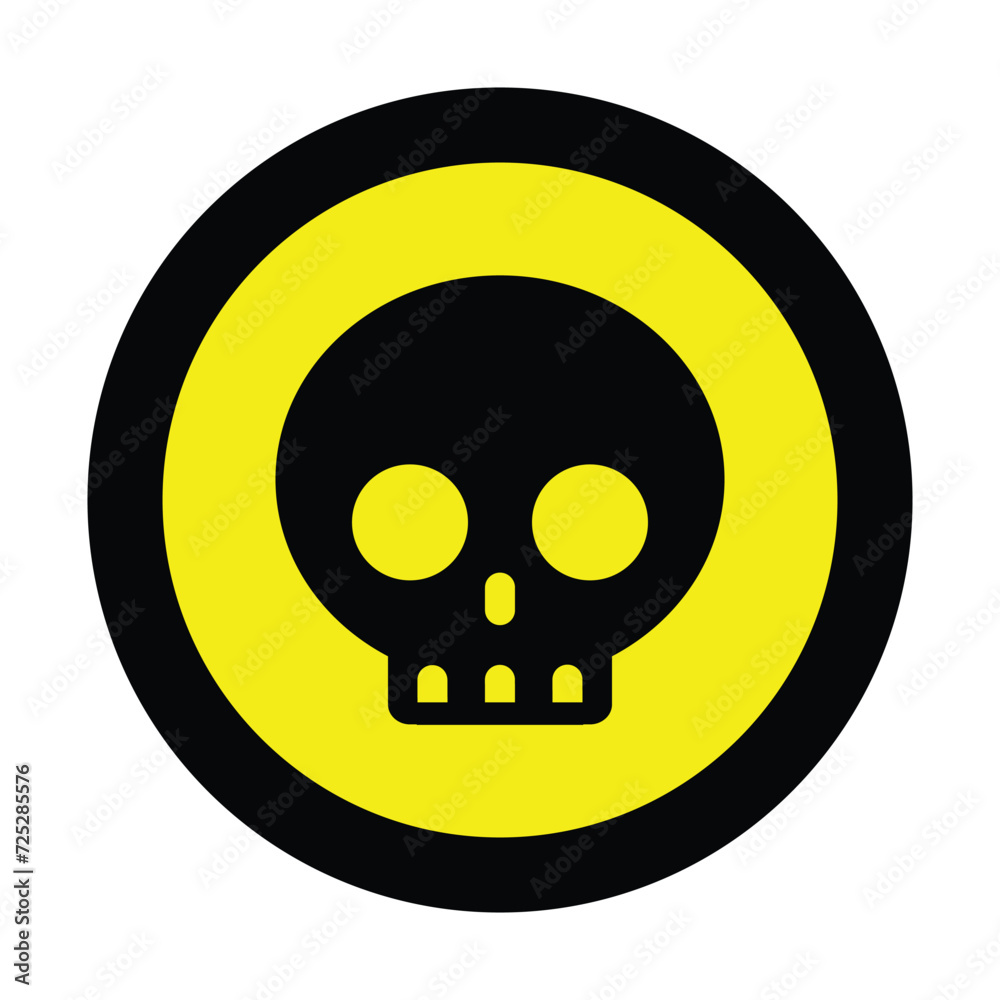 danger yellow circle skull warning sign of caution hazard traffic toxic poison icon symbol vector flat design for badges emblems website mobile isolated on white Background danger yellow circle skull warning sign of caution hazard traffic toxic poison icon symbol vector flat design for badges emblems website mobile isolated on white Background