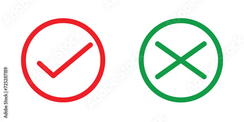 Circle symbols YES and NO button for vote, decision, web. Vector illustration with white background.