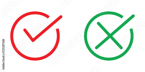 Circle symbols YES and NO button for vote, decision, web. Vector illustration with white background.