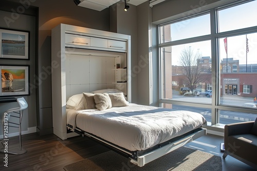 murphy bed on modern room color photo